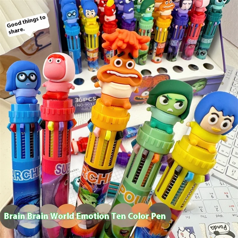 

36pcs Disney inside out Cartoon Dolls 10 Colors Ballpoint Pens Cute Gel Pens for Students Christmas Gift Stationery Supplies