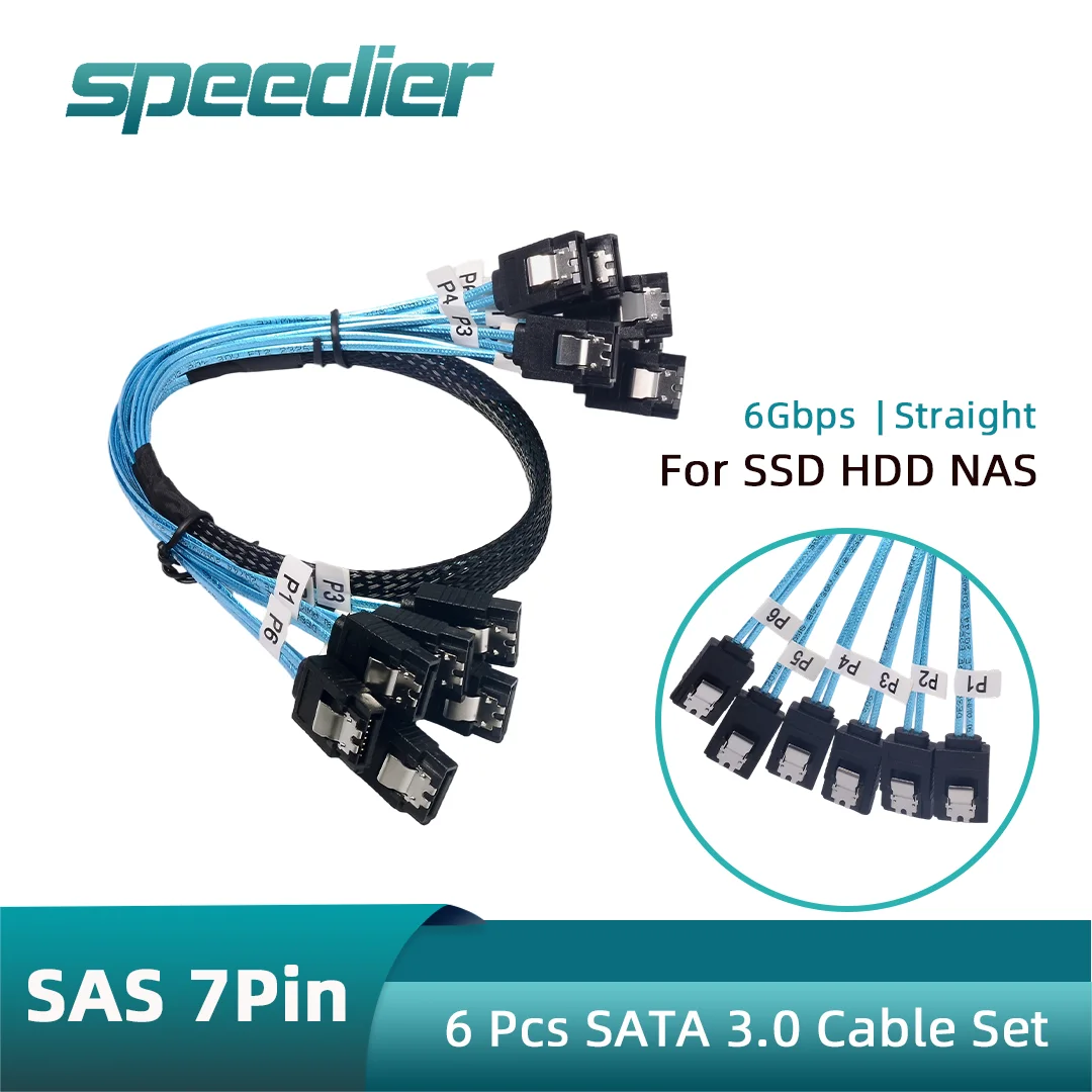 

Speedier SATA 3.0 Straight 6 / 8-Port SATA 7Pin To 6-Port/8-Port 7Pin Cable 0.5m /1m for SSD HDD Hard Drive Data Transfer
