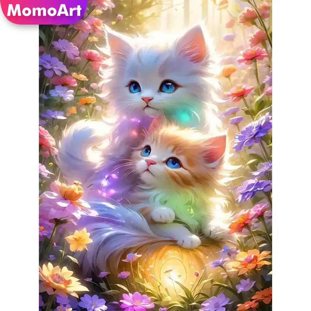Momoart Katze Diamant Malerei Tier bunte Diamant Mosaik Bild Strass Mond Wand Dekor