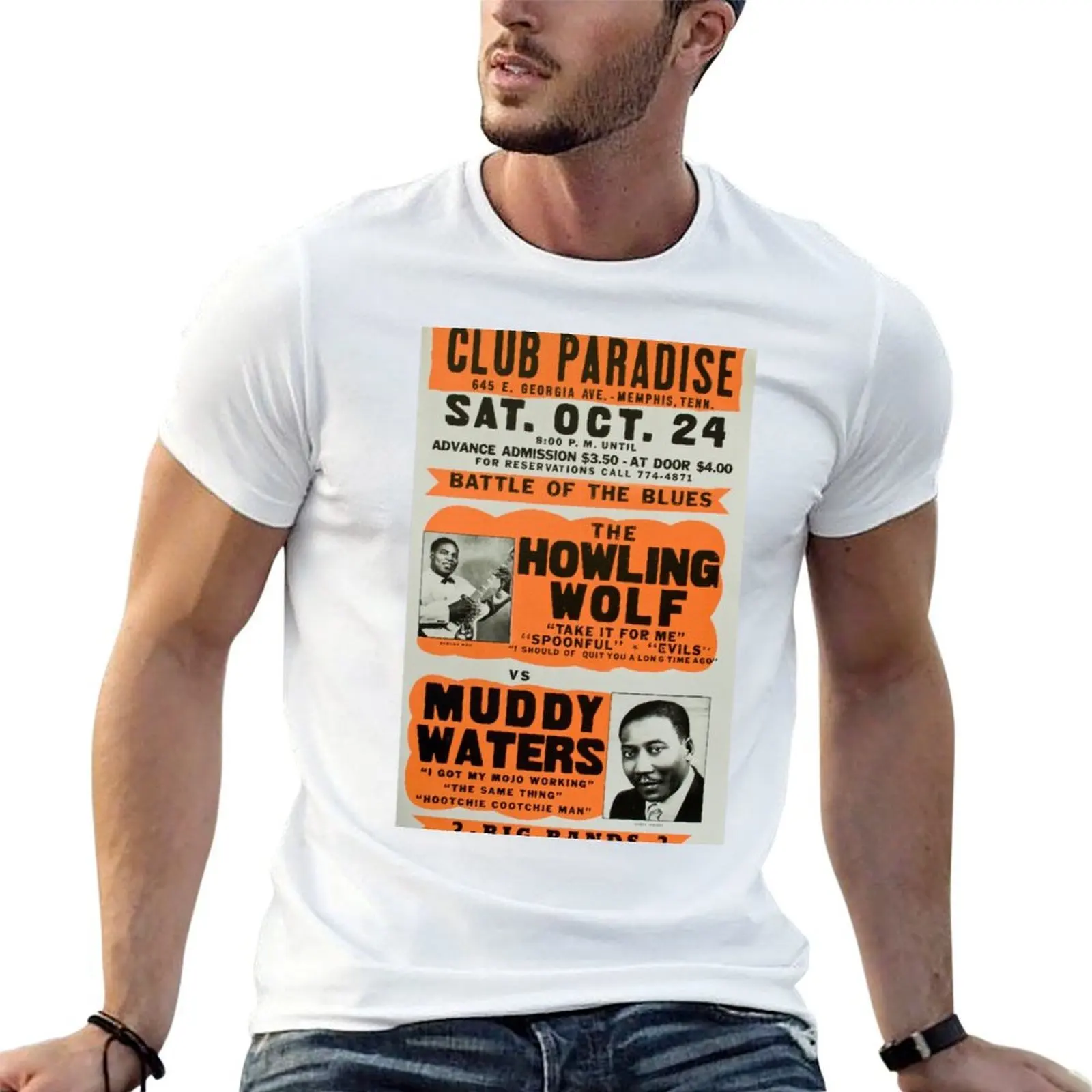 

Vintage Blues Music Concert Poster - Howlin' Wolf VS Muddy Waters in Memphis, TN - Classic 1950's Music Concert Design T-Shirt