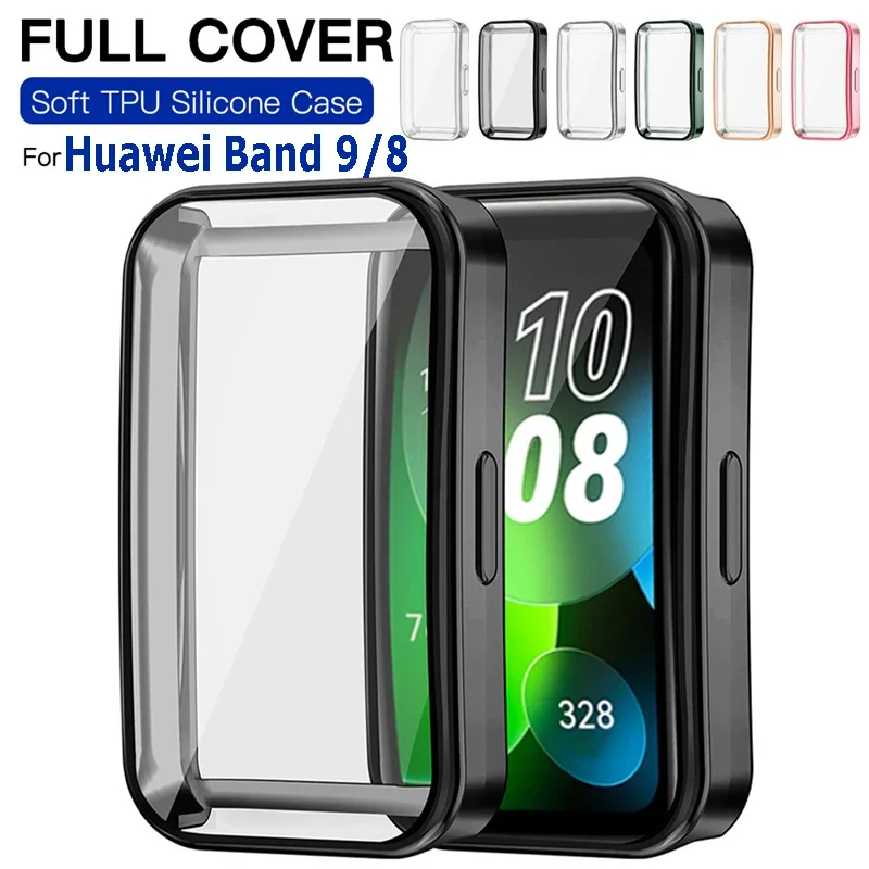 Capa Protetora Bumper All-around, Protetor de Tela TPU, Capa para Huawei Band 8 e 9