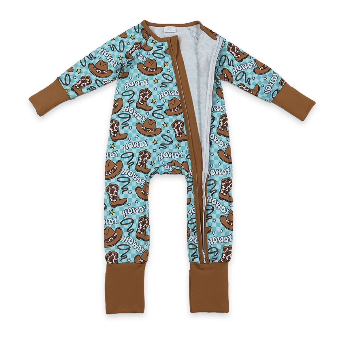 الجملة الوليد بيبي بوي النائمون طويلة الأكمام طفل الغربية Howdy القبعات اتجاهين سستة فقاعات رومبير الاطفال الرضع قطعة واحدة