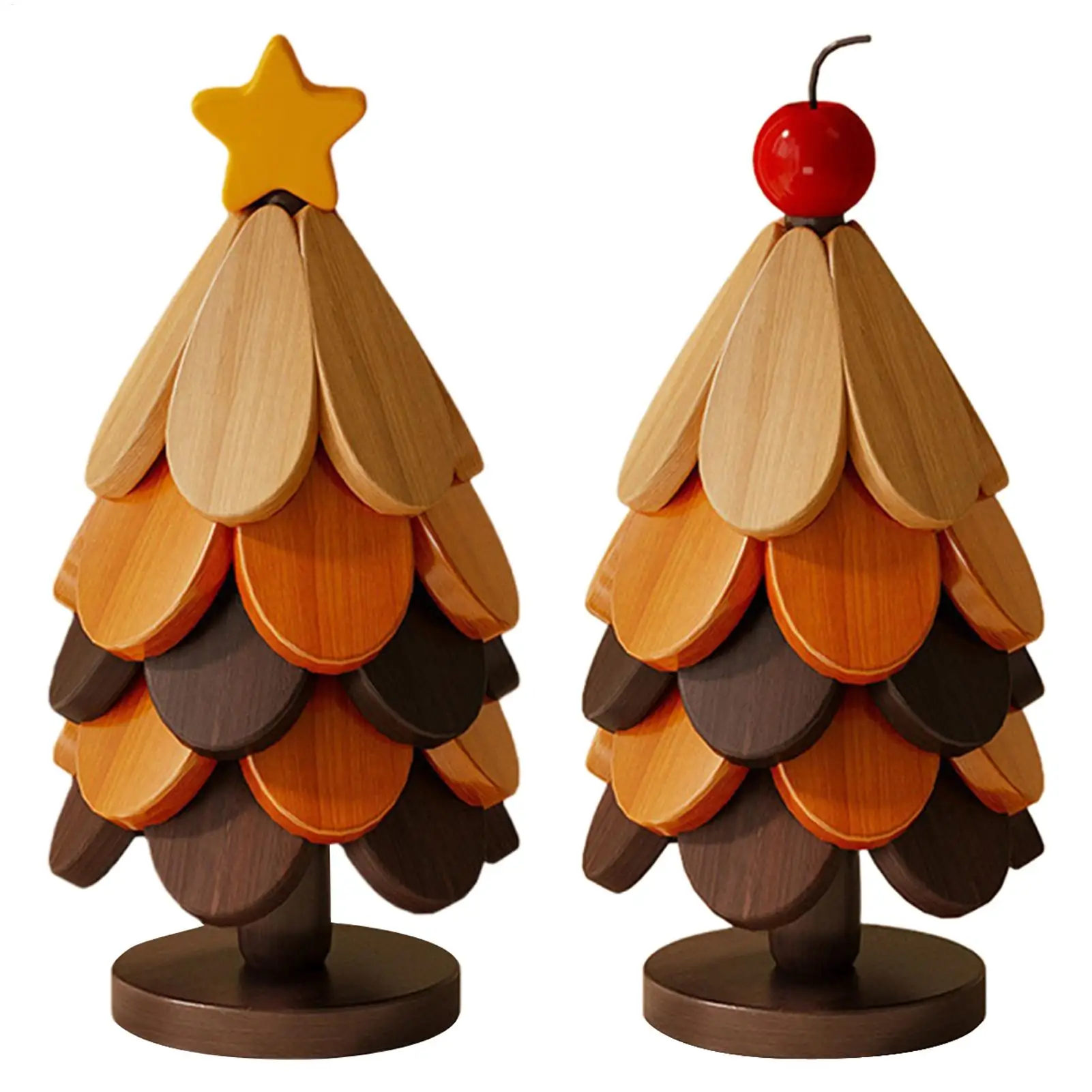 Wooden Table Coasters 5pcs Christmas Tree Trivets Heat Resistant Desk Coaster Tree Design Stand Table Mat Coaster Placemats
