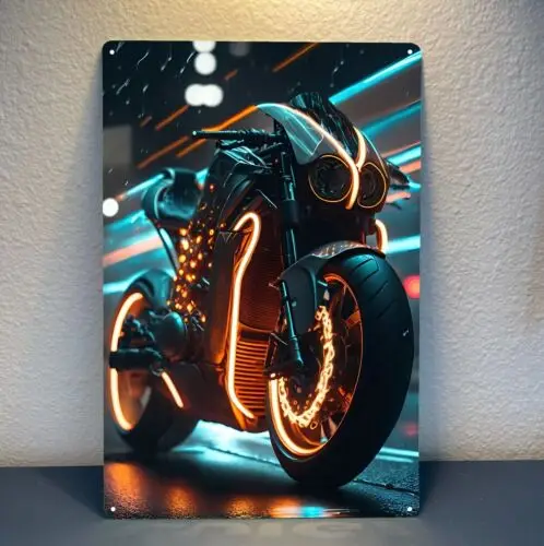 Affiche métallique de moto sur le thème de la science-fiction - Plaque en étain à collectionner 20x30cm