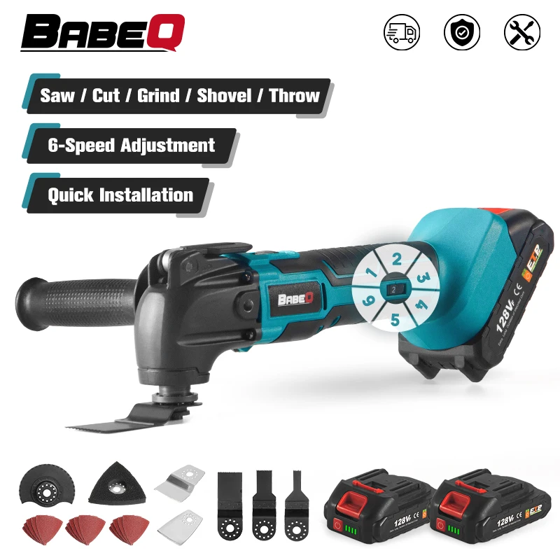 

BABEQ Cordless Oscillating Multi Function Tool Handheld Electric Saw Trimmer Shovel Cutting Machine for Makita 18V Battery