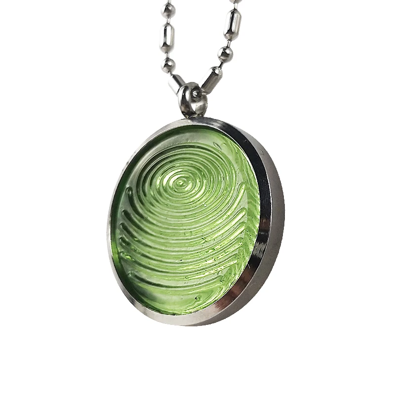 CAMAZ Amezcua Chi Pendant Green Glass Energy Pendant Stainless Steel Frame