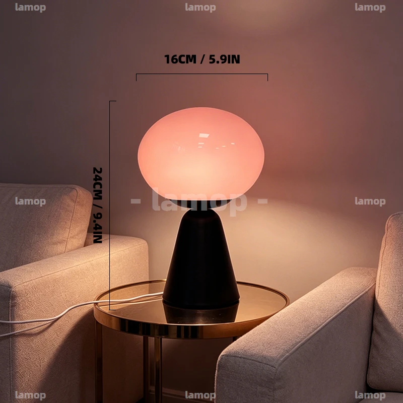 Broad‑Elliptical Glass Shade Table Lamp Campus‑Relaxed 3 Tone Gentle Halo Dorm Shelf Decor