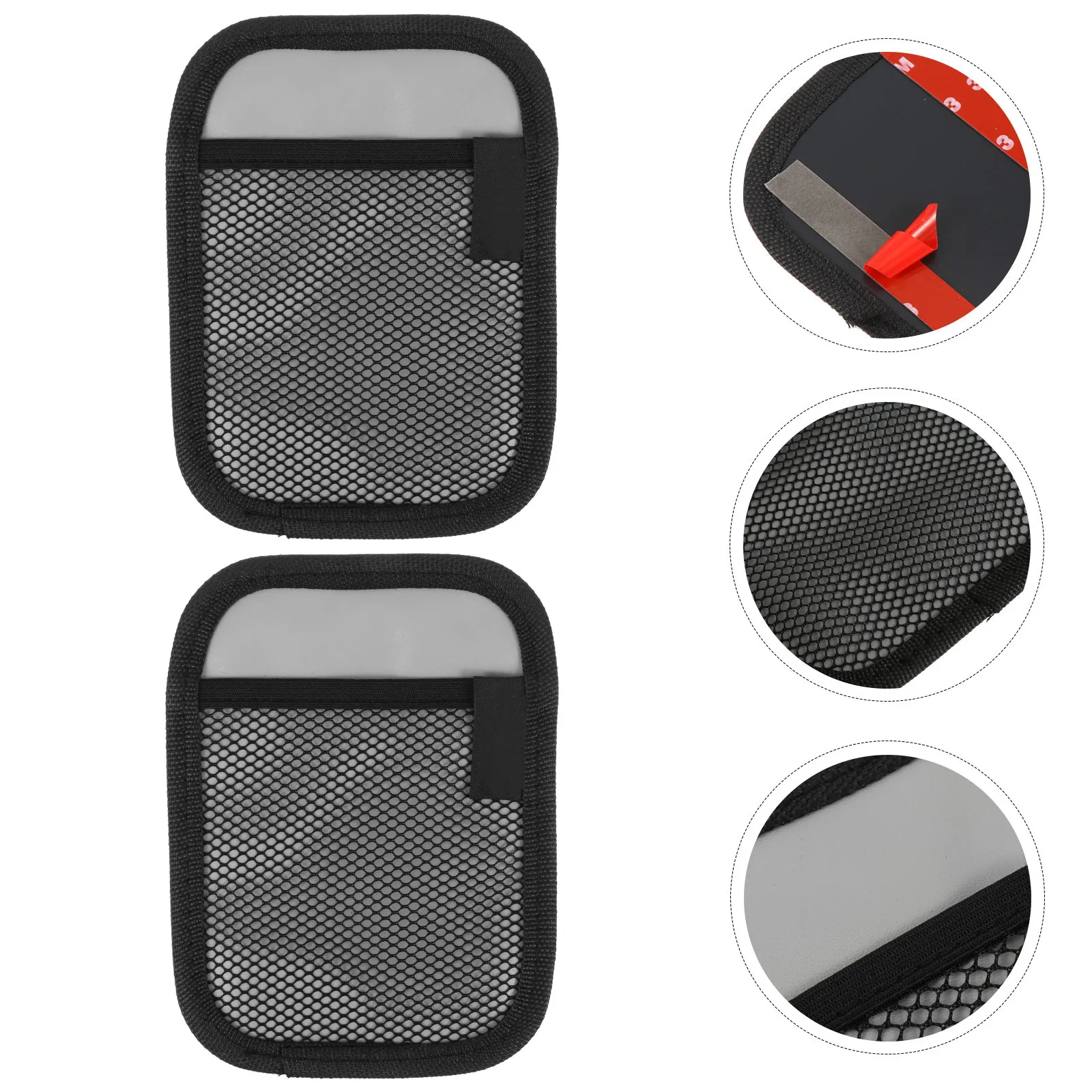 

2Pcs Car Sticky Storage Organizer Oxford Cloth Microfiber Heavy Duty Phone Parking Card Change Holder Car Interior