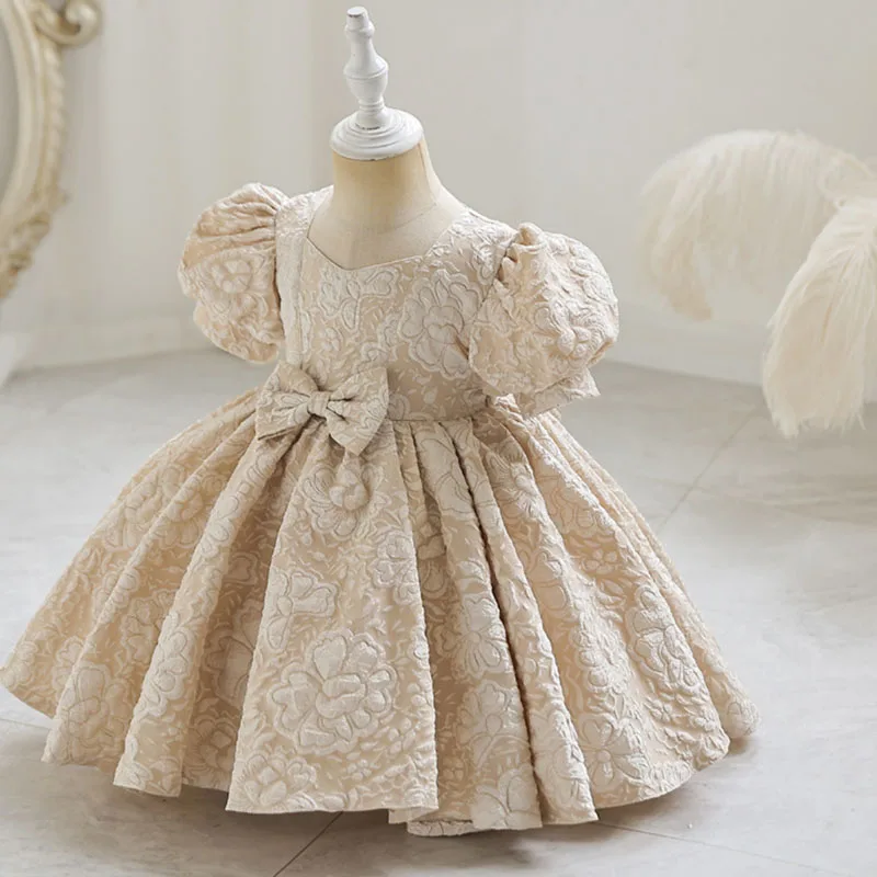 Girl 1 Year Birthday Newborn Bow Gown Infant Toddler Baptism Dresses Baby Girls Dress 1-6Y