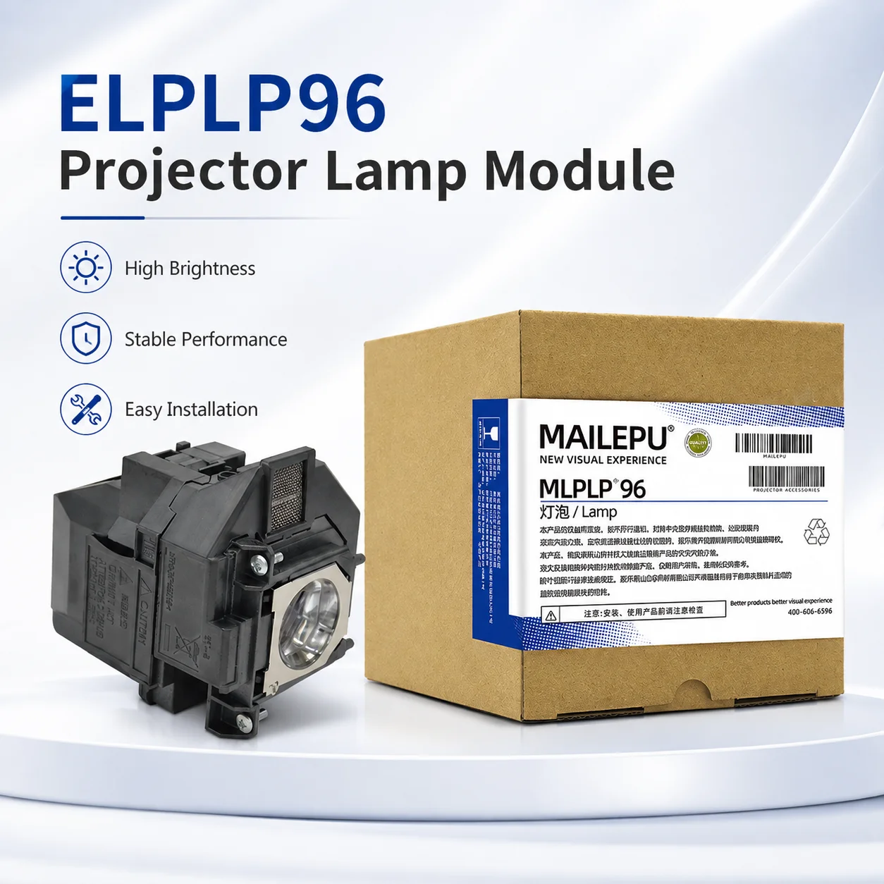 Lampa projektora ELPLP96/V13H010L96, pasuje do projektorów Epson EB-107/108/109W/1266/1286/2042/2142W/2247U/EB-970/980W/990U/S39 — zdjęcie produktu 5