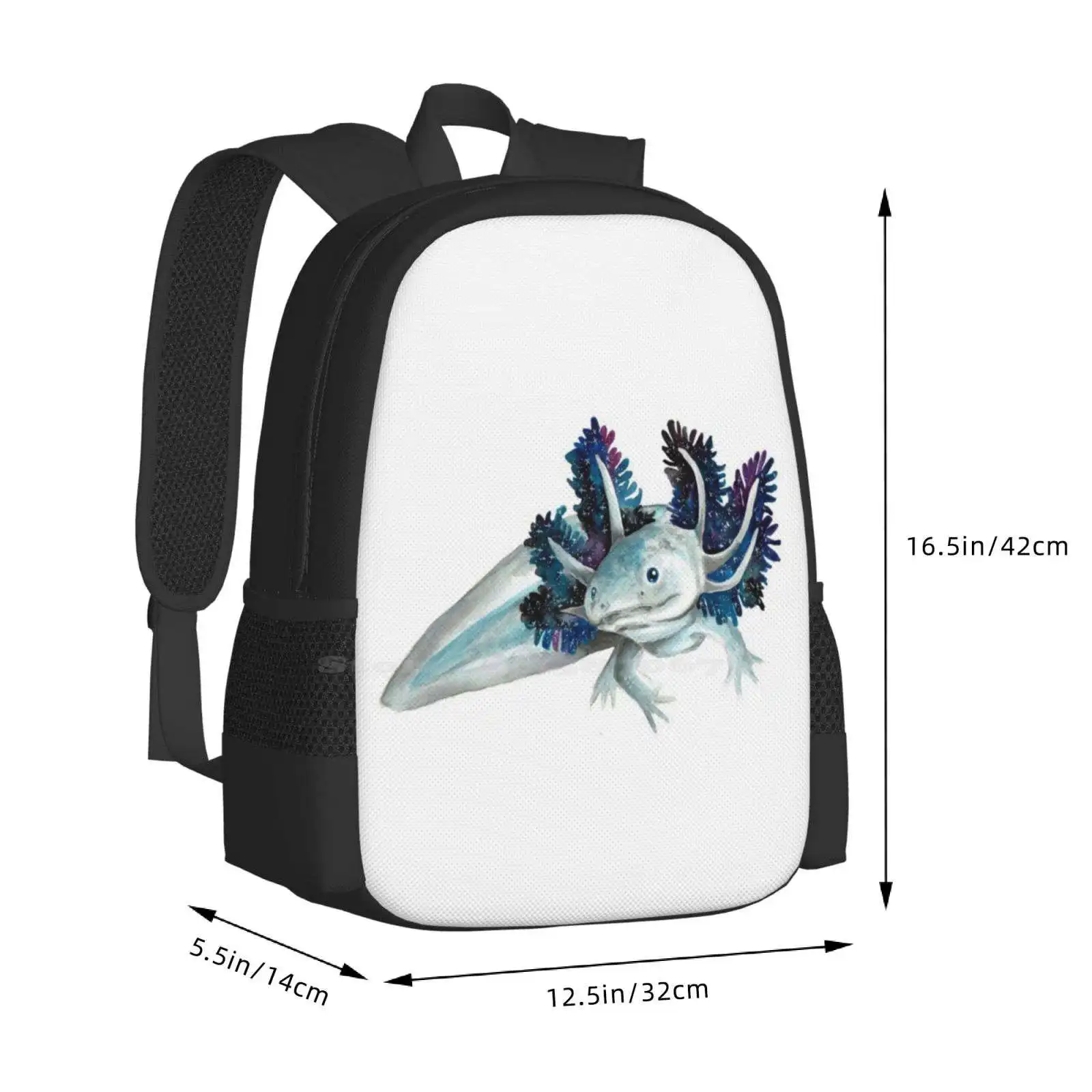 Kosmischer Axolotl Rucksack für Schüler Schule Laptop Reisetasche Haustier Axolotl Axie Galaxie einzigartige Axolotl Kunst Axolotl Haustier Ashley