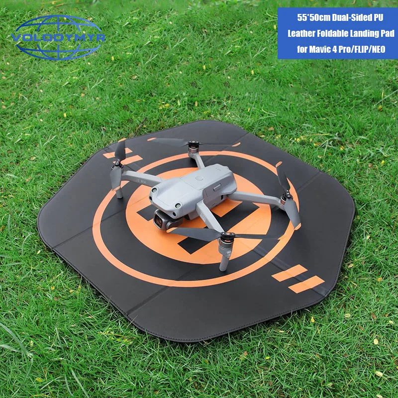 Volodymyr 55cm Drone Foldable Landing Pad Double-sided Leather Aircraft Parking Mats for DJI Mavic 4 Pro/FLIP/NEO Drones