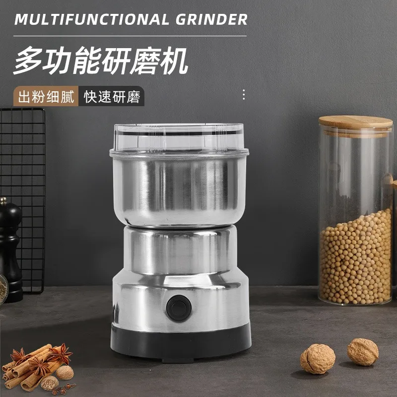 Mini Electric Grain Grinder 4 Blades Ultrafine Pulverizer for Baby Food Coffee Spice Pepper Household Use