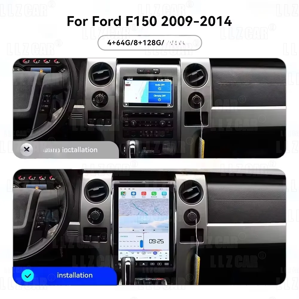 14.5 Inch Android 15 Multimedia Video Player Car Radio Head Unit Carpaly GPS Bluetooth WIFI For Ford F150 2009-2014