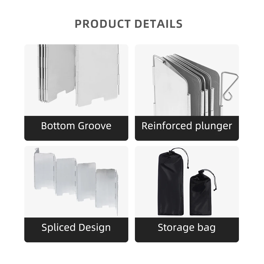 8/9/10 لوحات موقد خارجي حاجز الرياح التخييم نزهة المواقد الغاز المحمولة واقي للشاشة الألومنيوم طوي منحرف الرياح أداة