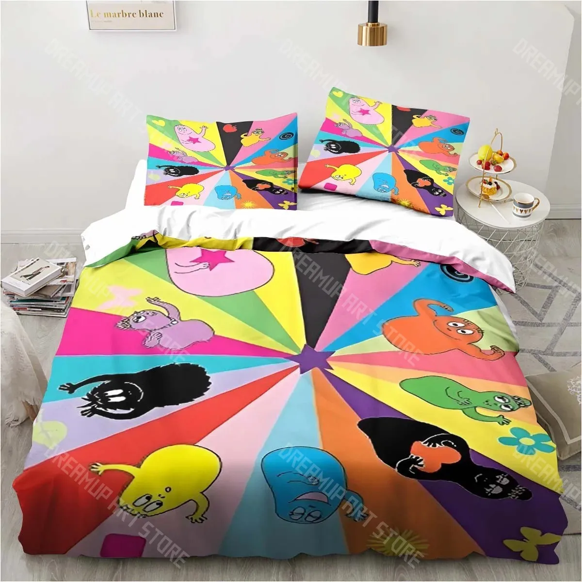 3D Printed Les & B-Barbapapa Bedding Set for Boys Girls Duvet Cover Pillowcase Twin Queen King Full Single Double Sizes