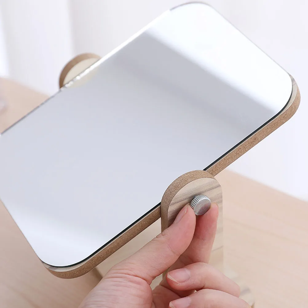 

Wooden HD Stable Base Great for Makeup Shaving Dressing Clear Smooth Surface Elegant Style Gifts Decorative Desktop Mirror Decor