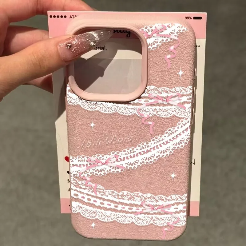 Phone Case For OPPO Reno 15 15F 13F 12F 11F 14 12 10 11 5 6 7 8 Pro 8T 7Z 8Z 60 Reno13 F Silicone PU Leather White Lace Cover