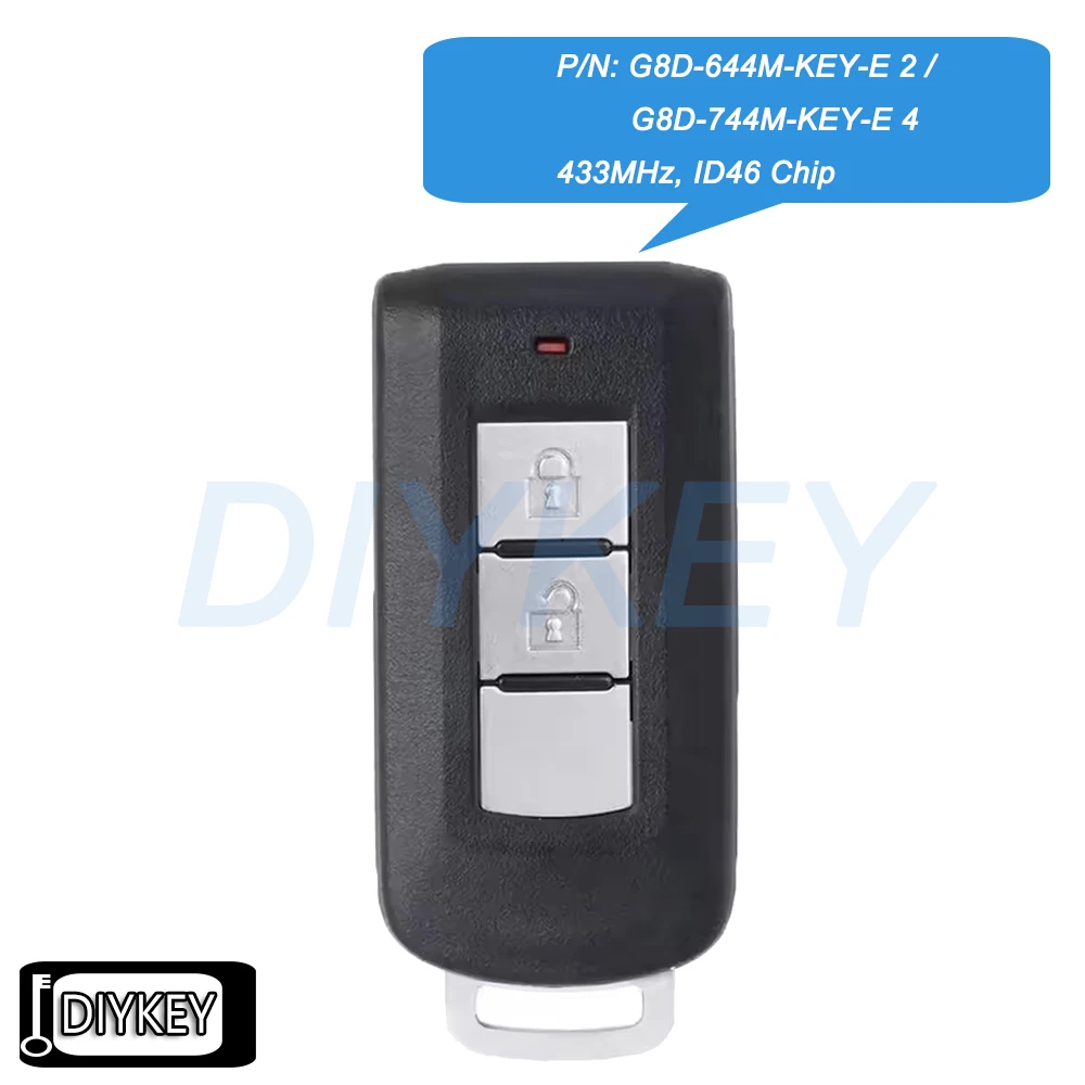 

2 Buttons OEM Smart Remote Car Key Fob 434MHz ID46 Chip for Mitsubishi Lancer Outlander P/N: G8D-644M-KEY-E 2 / G8D-744M-KEY-E 4