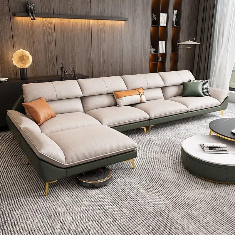 Nordic light luxury leave-in technology cloth sofa living room princess combination simple size apartment corner fabric latex