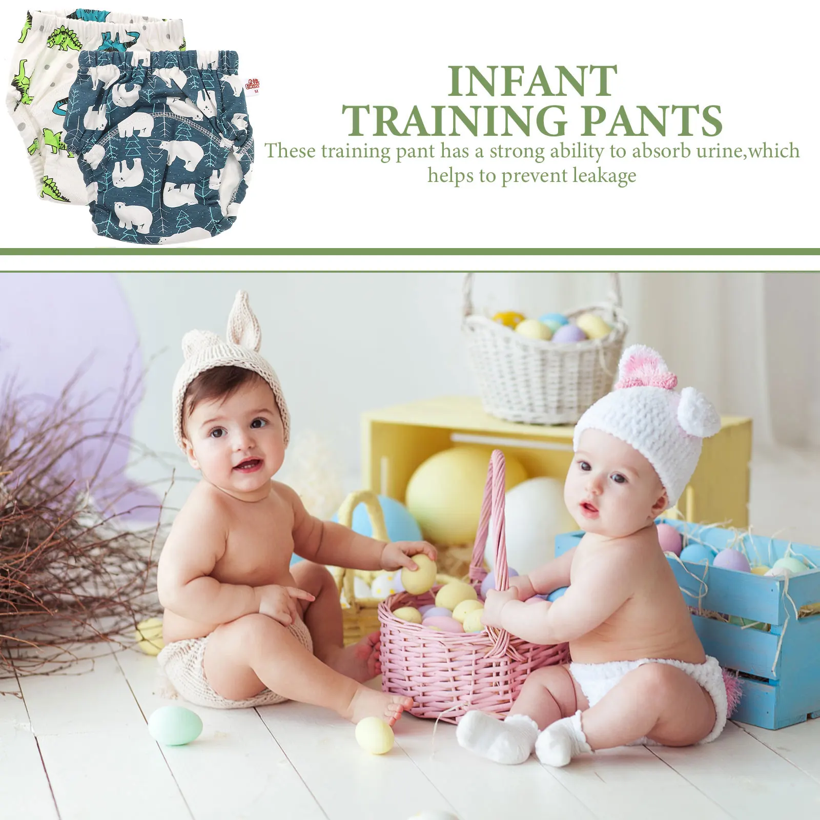 

2 Pcs Training Pants Newborn Nappies Waterproof Washable Cotton Gauze Underwear Toddler Leak Proof Baby Boys Girls Diapers