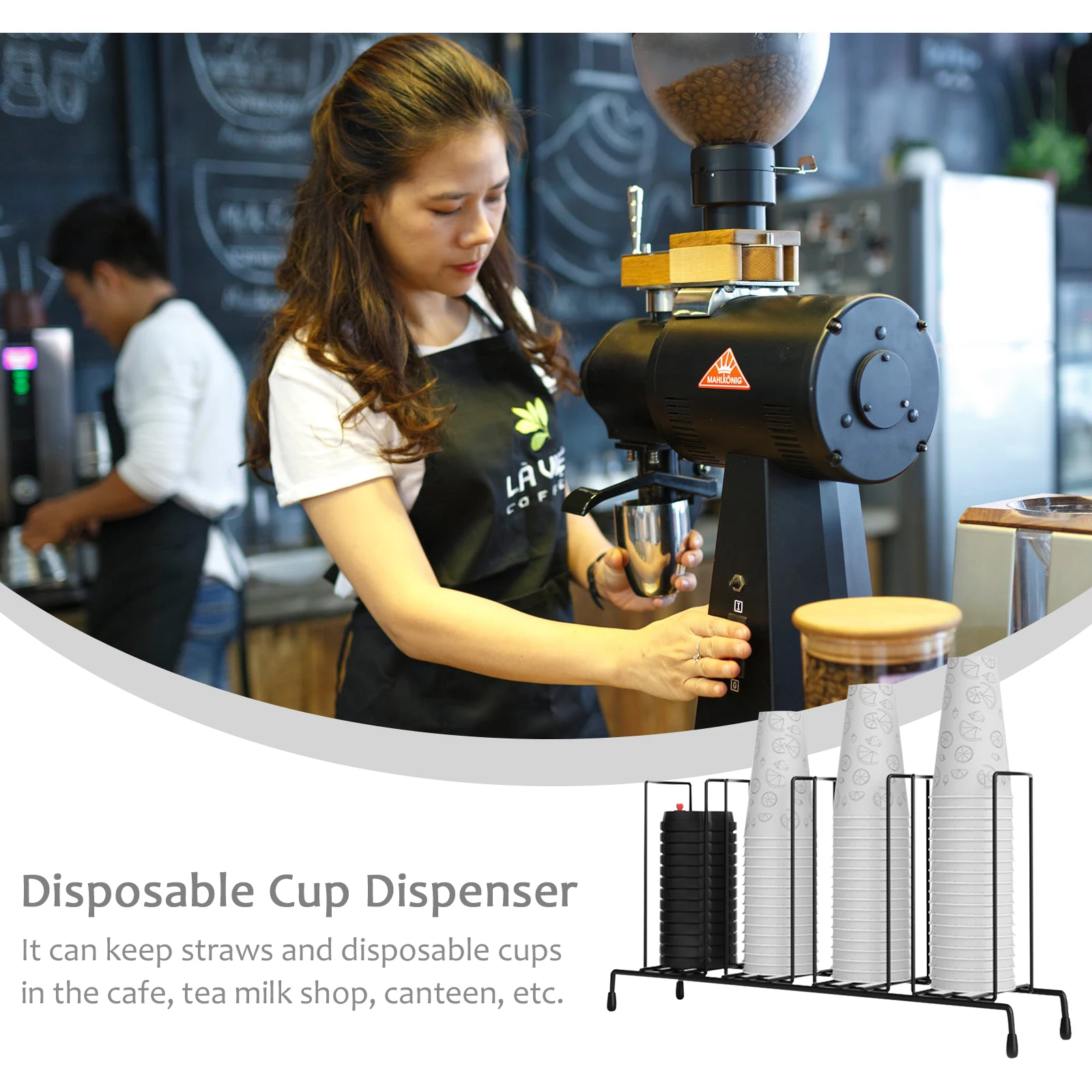 

1pc Thickened Iron Creative Disposable Organizer For Coffee Shop Milk Tea Bar Cup Holder Bar Cup Rack Storage Black