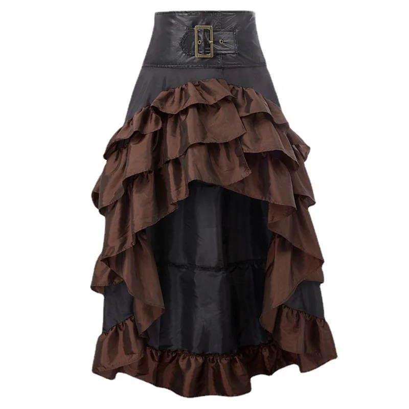 Medieval Retro Cake Skirt During the Renaissance the Front Short Irregular Ruffled High Waisted Patchwork Cake Skirt