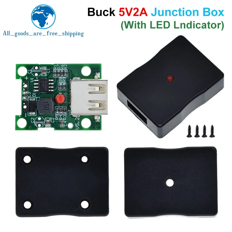 TZT 5V 2A Solar Panel Power Bank USB Charge Voltage Controller Regulator 6-20V To 5V Step Down Module With LED Indicator