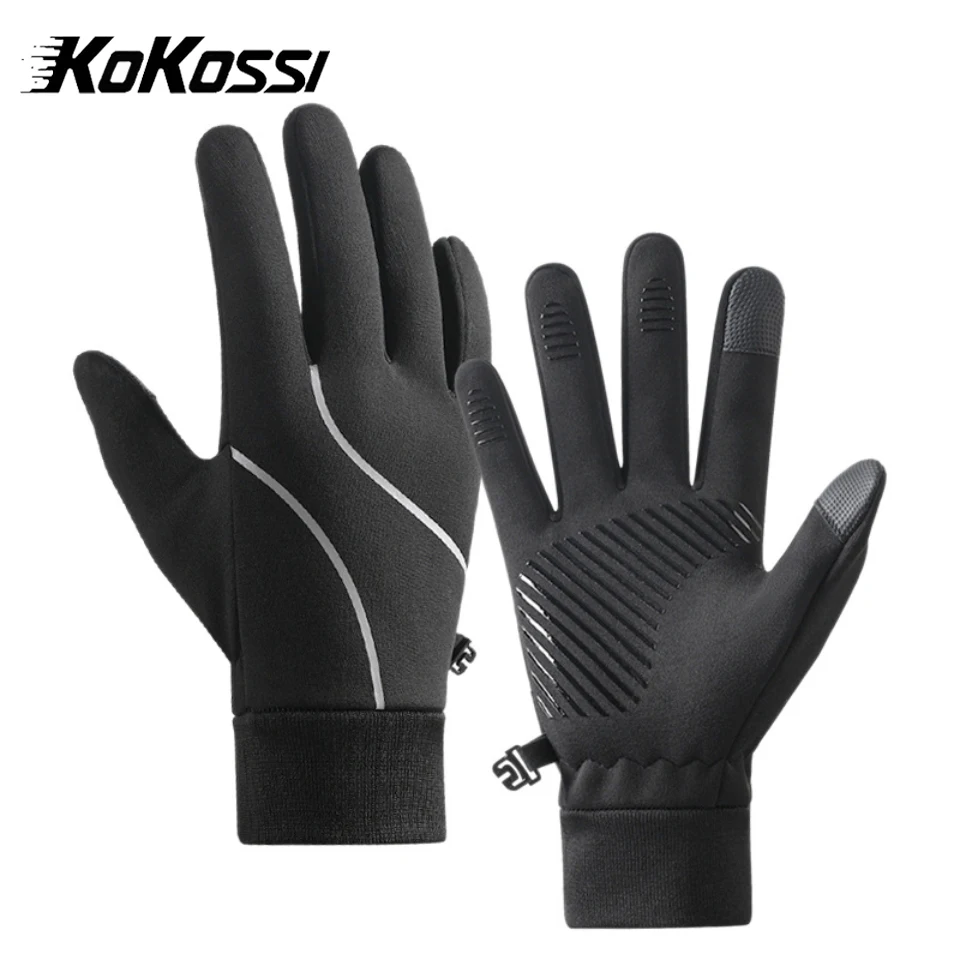 KoKossi Men's Cycling Gloves Winter Fleece Insulation Anti-slip Anti-splash Running Mountaineering Skiing Reflective Gloves