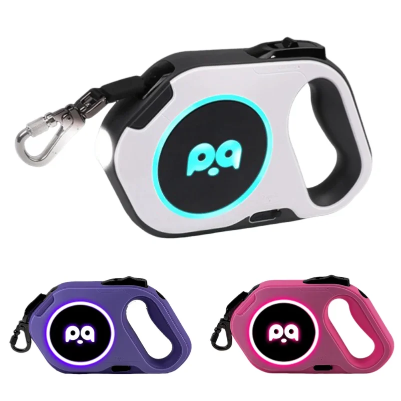 Rechargeable 5M LED Lighted Automatic Retractable Dog Leash for Medium to Large Dogs Labrador Golden Retriever Pet Dog Supplies