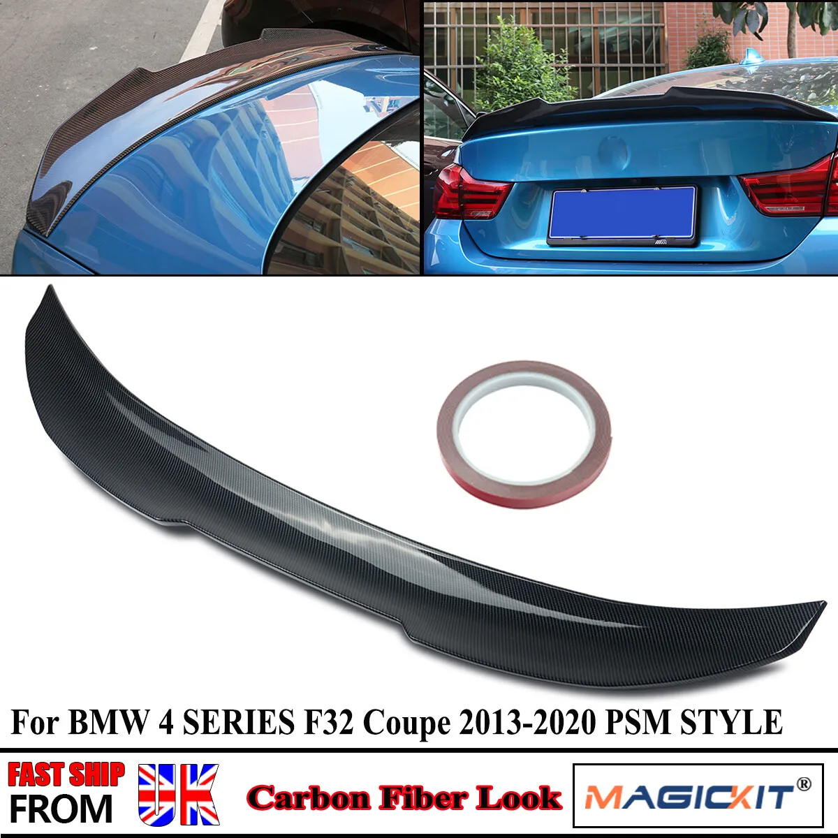 

For BMW 4 Series F32 PSM Style Rear Boot Lip Spoiler Coupe 420d 430i 440i 2013-2020 Car Rear Tail Spoilers Wings Carbon Look