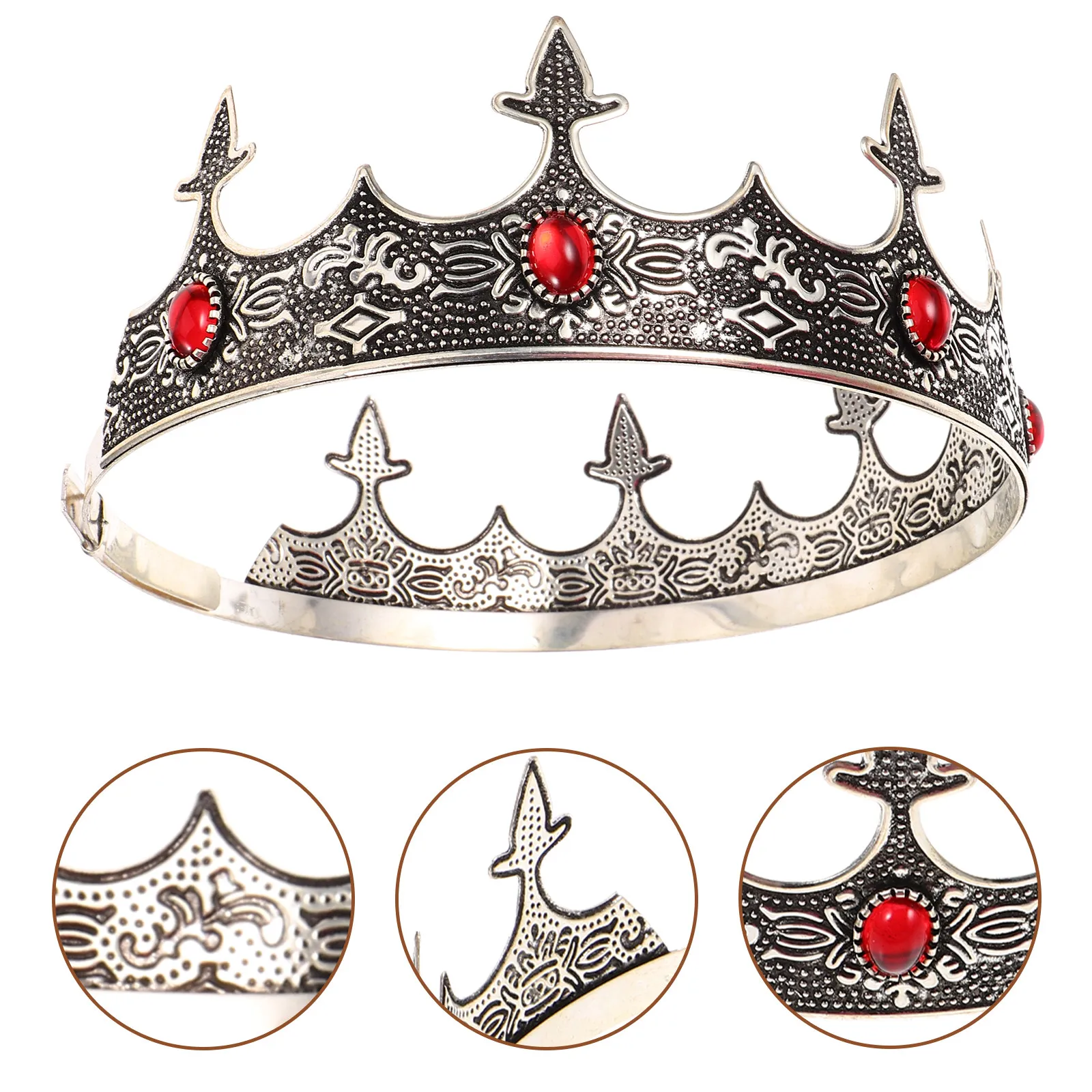

Vintage Decorative King Crown for Men Rhinestone Party Crown Cosplay Halloween Birthday Prom Costume Accessory