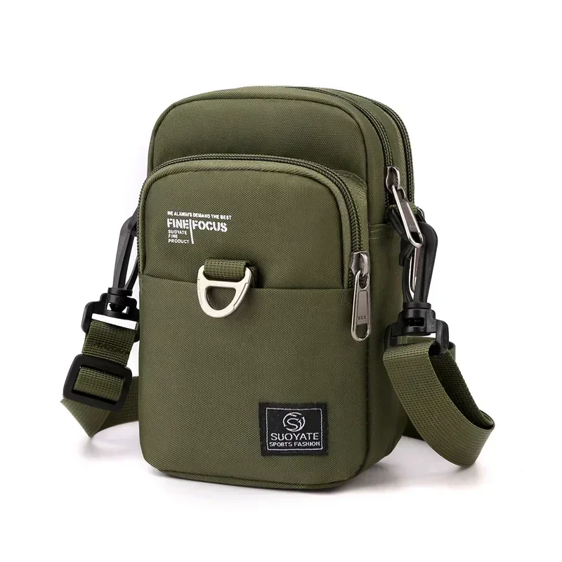 Borsa a tracolla piccola da uomo alla moda a 3 strati Borsa da uomo in nylon resistente di alta qualità Borsa a tracolla portatile con patta Mini marsupio