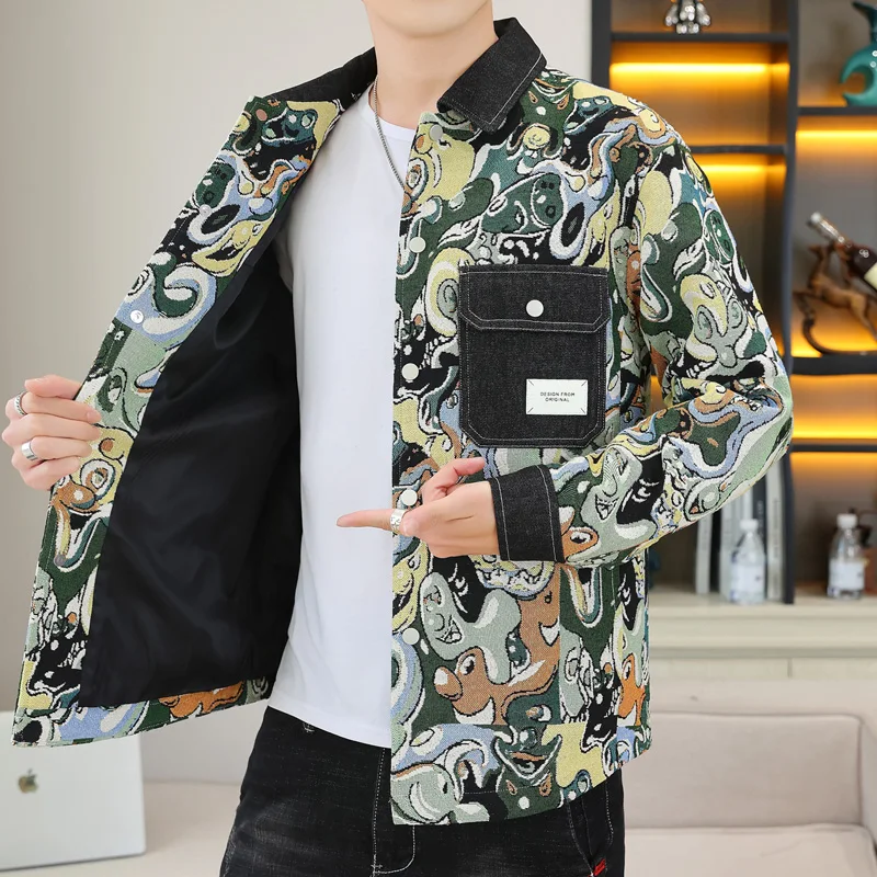 2024 spring new arrival jacquard weave coat high quality casual pattern fashion jacket men,men\'s casual jackets,plus-size M-4XL