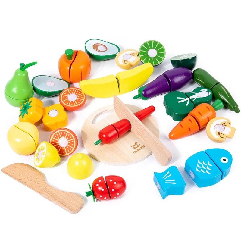 Wooden Children\'s Simulation Cutting Fruit and Vegetable Toy Kitchen Baby Mini Simulation Food Fake Food Toy Kitchen Gift