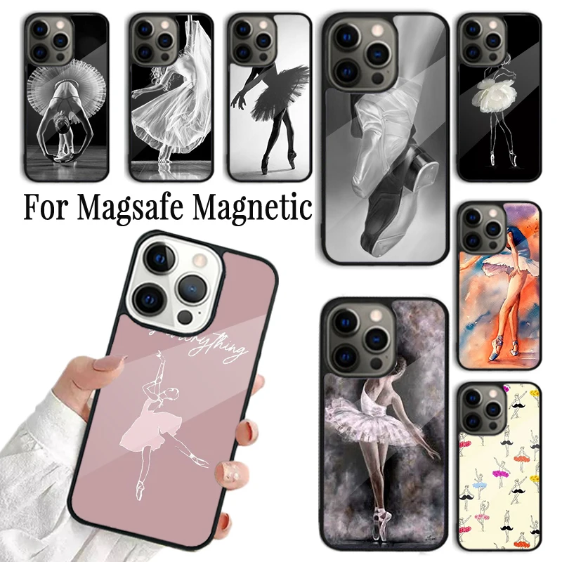 Coque Phone Case For iPhone 16 15 14 13 12 Mini 11 Pro Max Plus Magsafe Magnetic Wireless Charging Cover Ballet Ballerina Girl