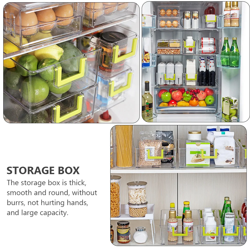 

1pc Draw Style Storage Box Transparent Fridge Bin Refrigerator Organizer Waterproof Non Slip Bottom Large Capacity Smooth Edge
