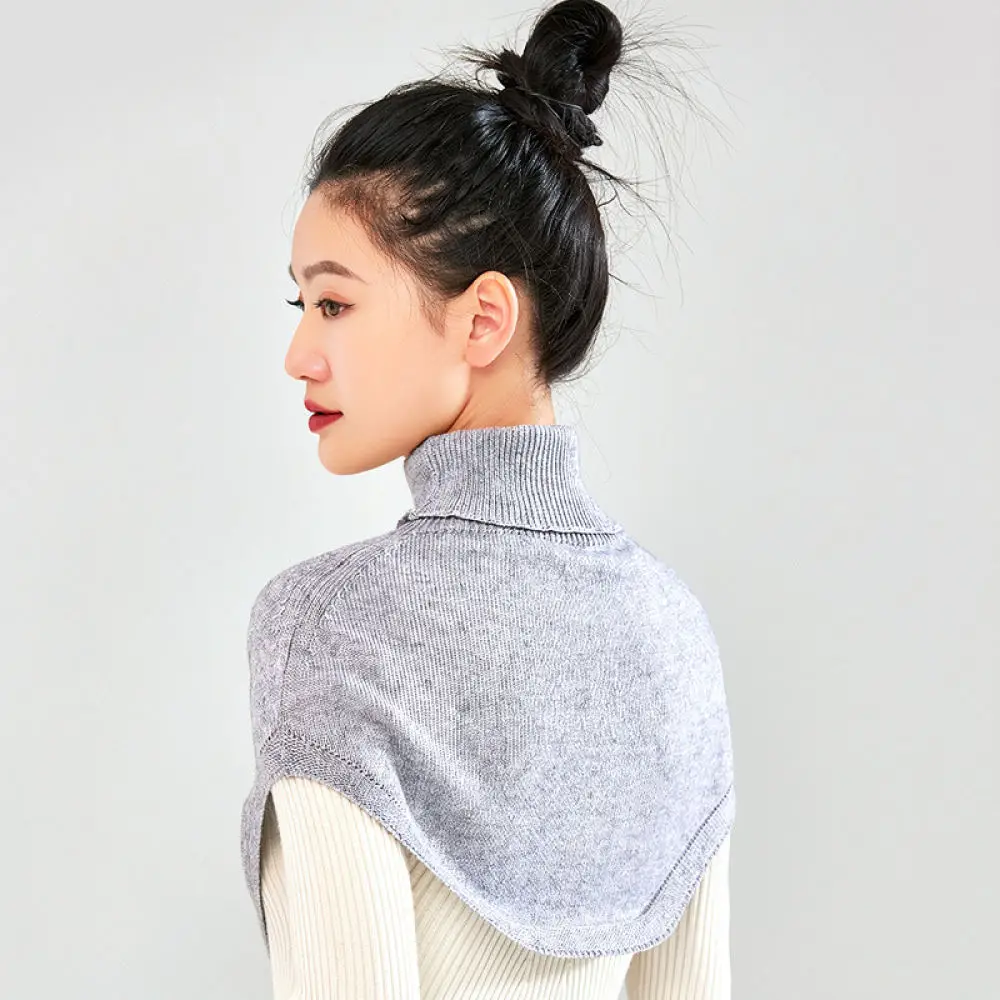 Elegant Women Cashmere Blend Scarf Shawl Winter Soft Cable Knitted Fake Collar Cape Warm Fashion Neck Warmer Accessory