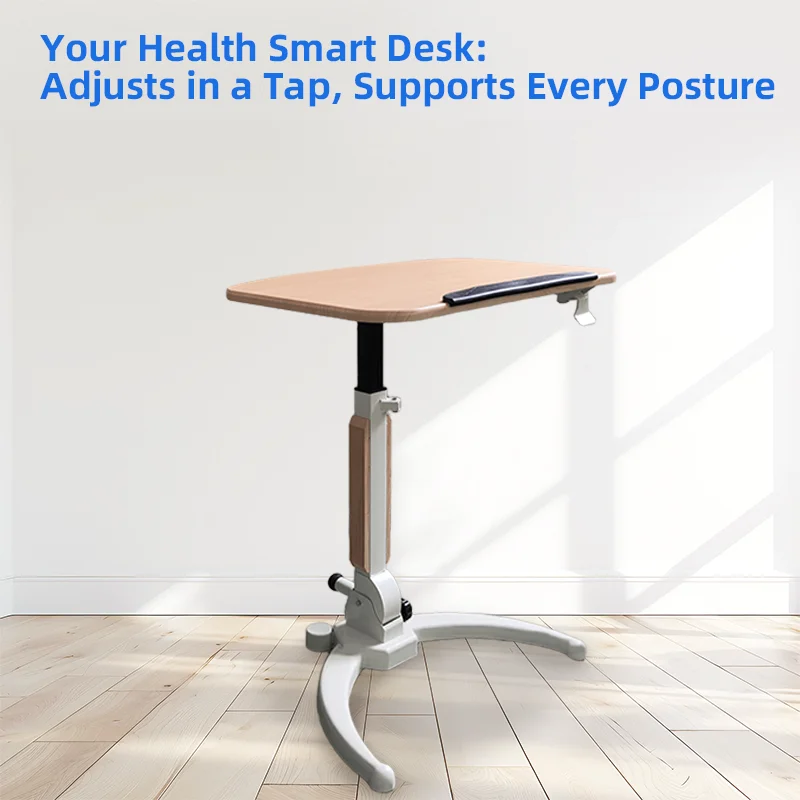 New Arrivals Ergonomic Gas Spring Single-column Pneumatic Lift Table With Wheels For Lazy Sofa Bedside Office Computer Desks