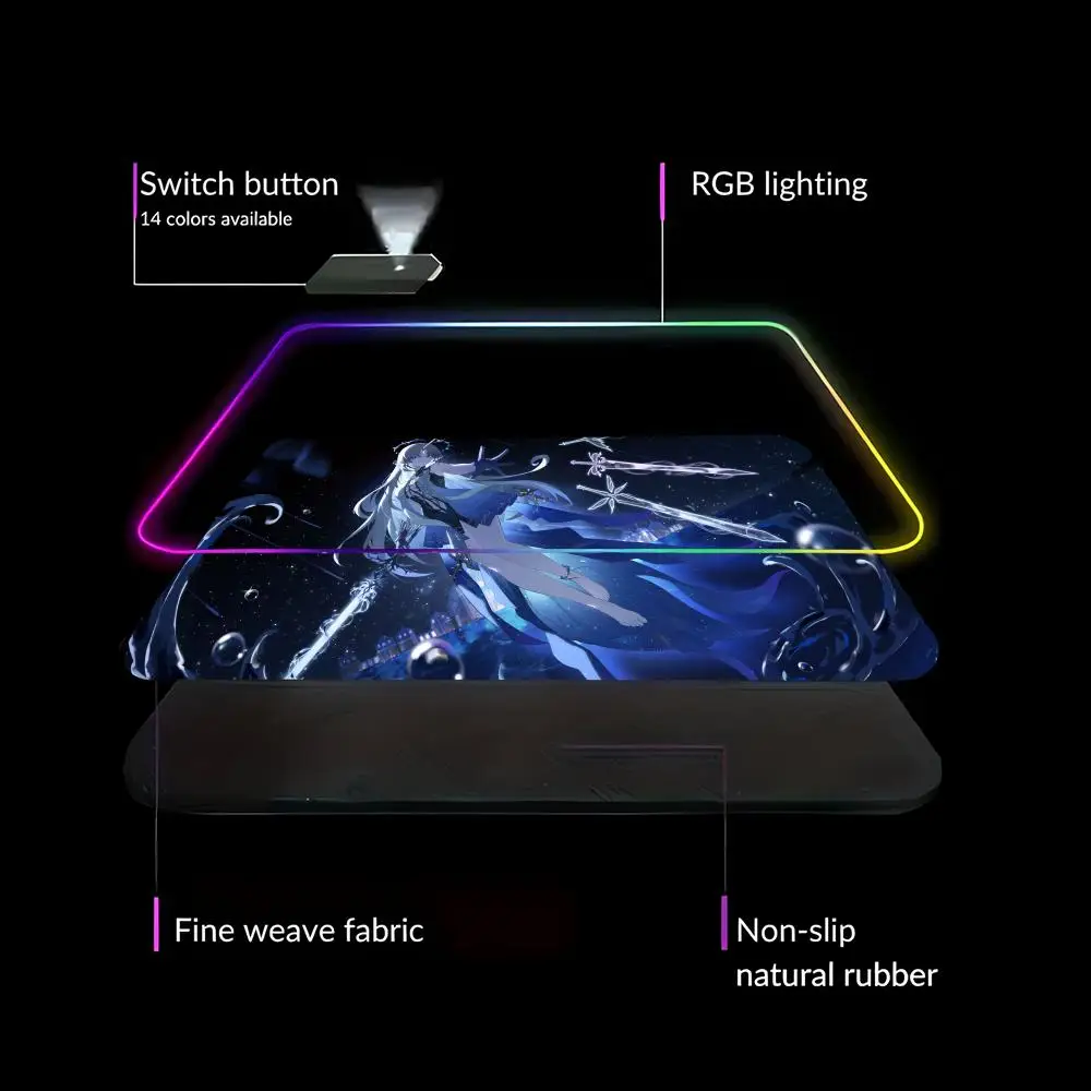 Wuthering Waves CARTETHYIA Mouse Pad Animation Games Beautiful RGB Gaming Mouse Pad HD Gamer Large LED Light PC Computer pad
