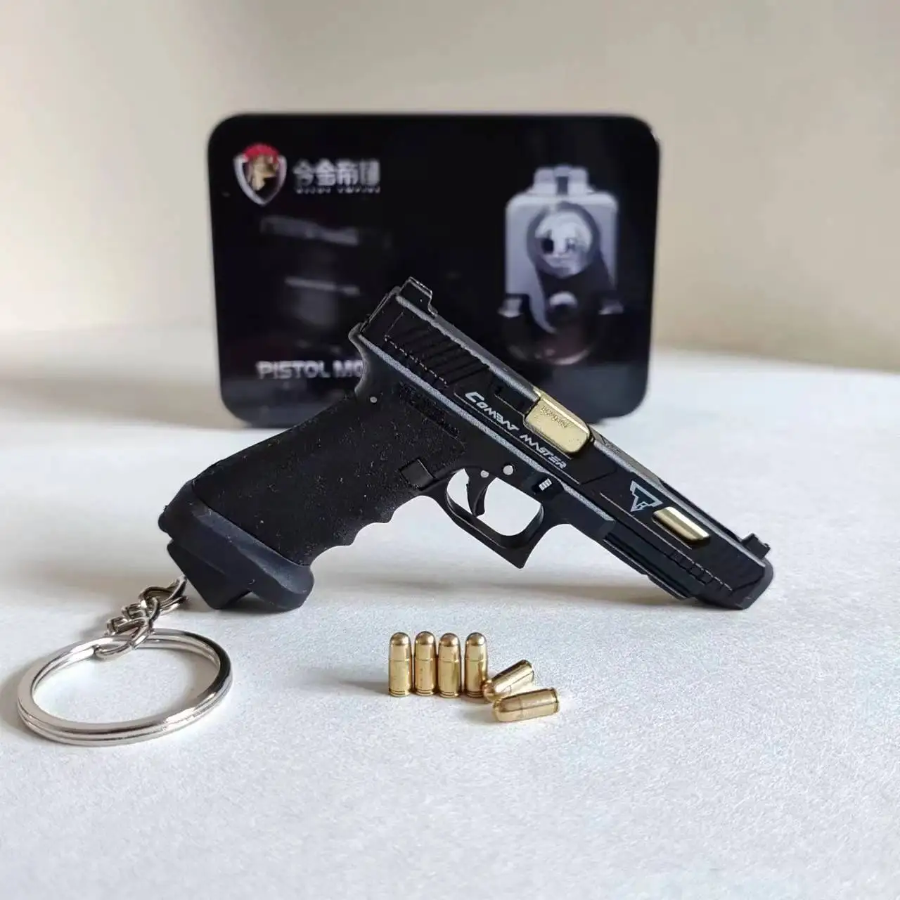 1:3 Alloy Empire G17 Pistol Shape Portable Toy Gun Model Keychain Weapon Mini Metal Shell Ejection Free Assembly With Box