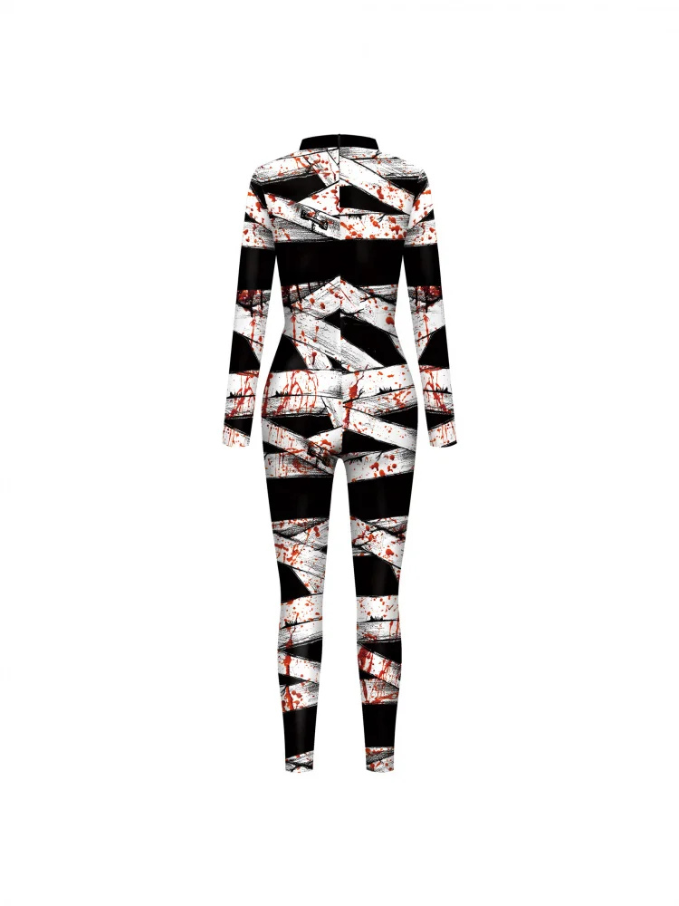 loween Bloodstain Stampa digitale Tuta cosplay Tuta da prestazione Costume da terrore Abbigliamento tradizionale da donna in seta di latte monopezzo