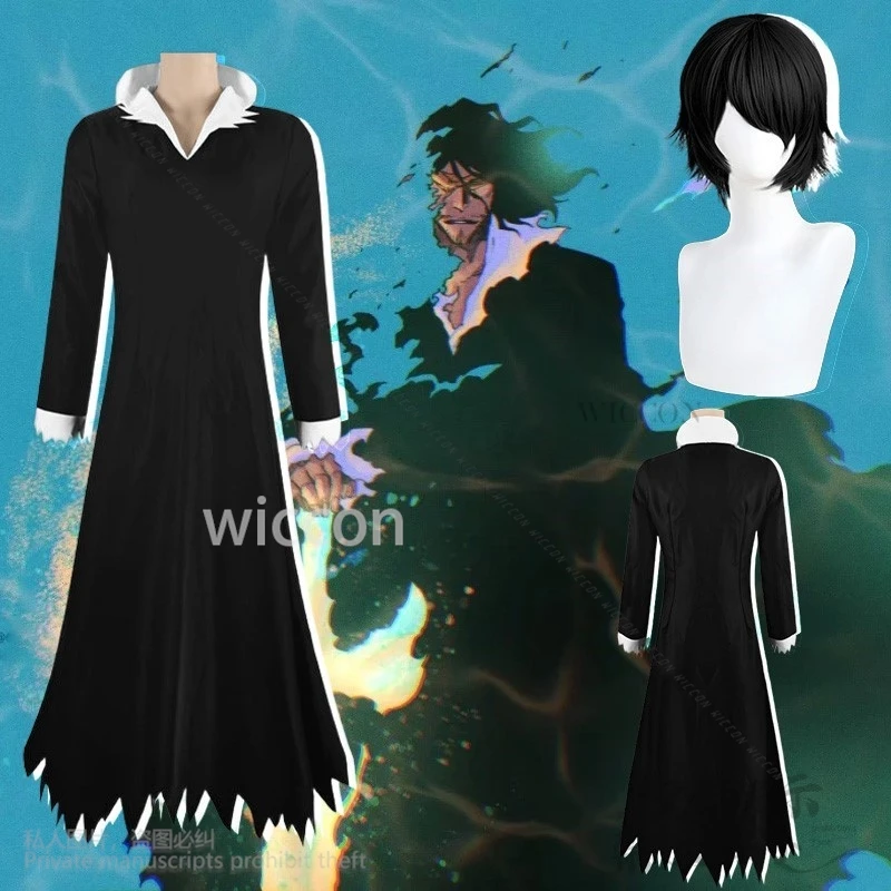 

Anime BLEAA Cosplay Yhwachh Costume Long Black Gothic Wizard Suit Handsome Fashion Uniform Wigs Cos Halloween Party Customized