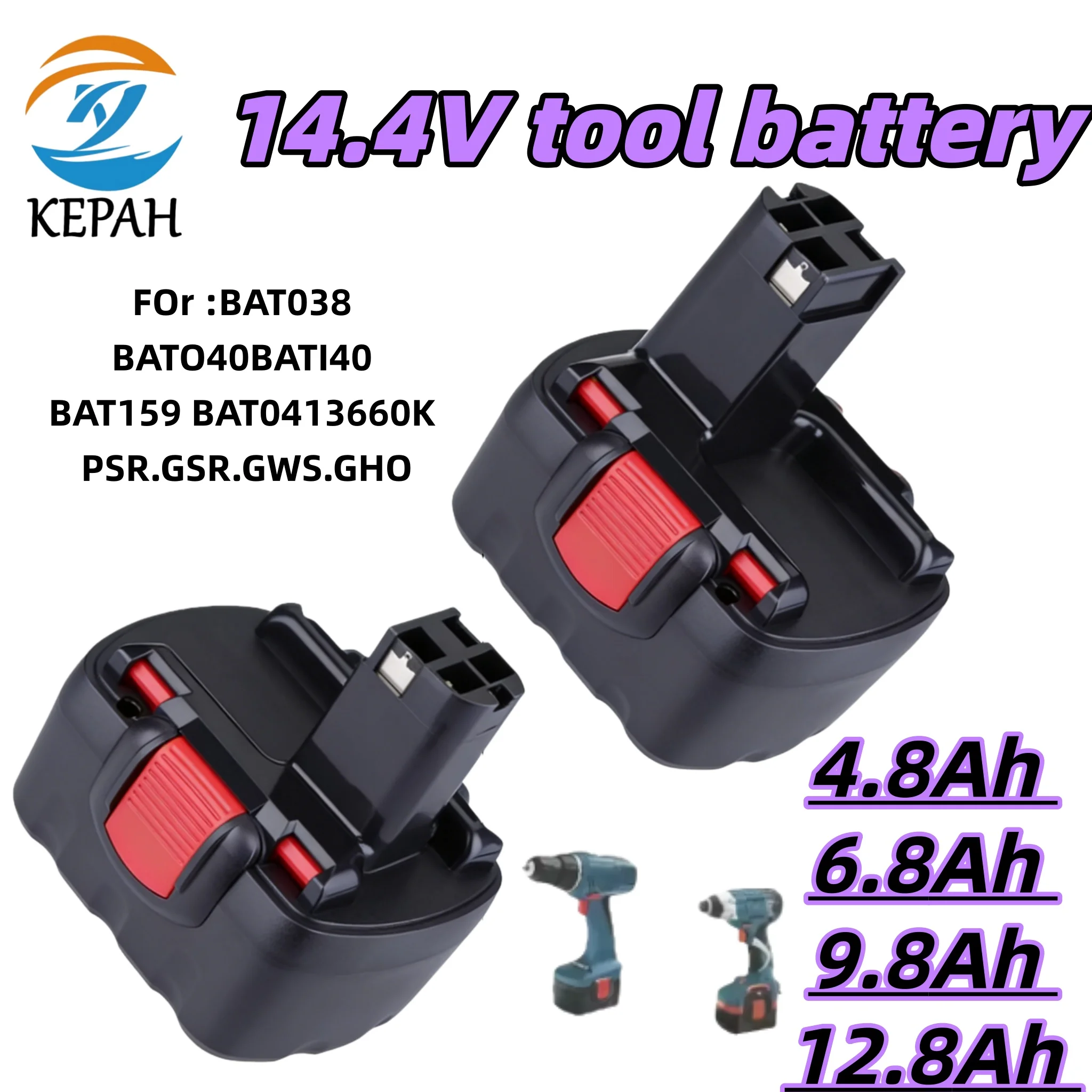 

14.4V 4.8-12.8Ah Durable Replacement Battery｜Stable Performance for BAT038/BAT040/BH984