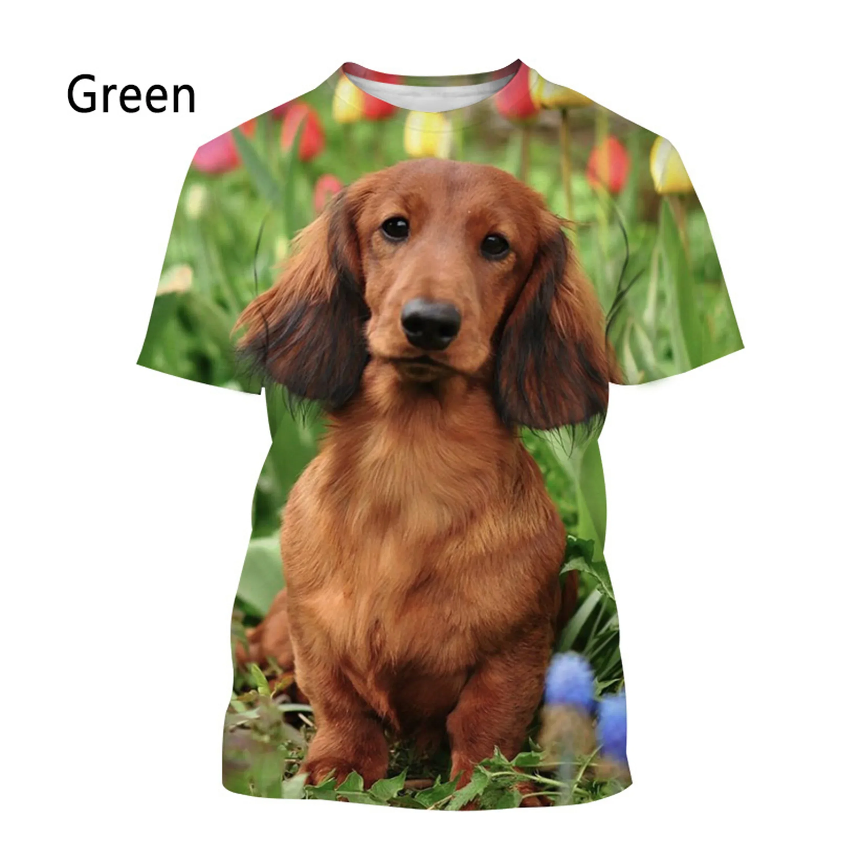 New Fashion Dachshund 3D Printed T-shirt Men and Women's Casual Short-sleeved T-shirt Graphic T Shirts  Men Clothing Ventilation