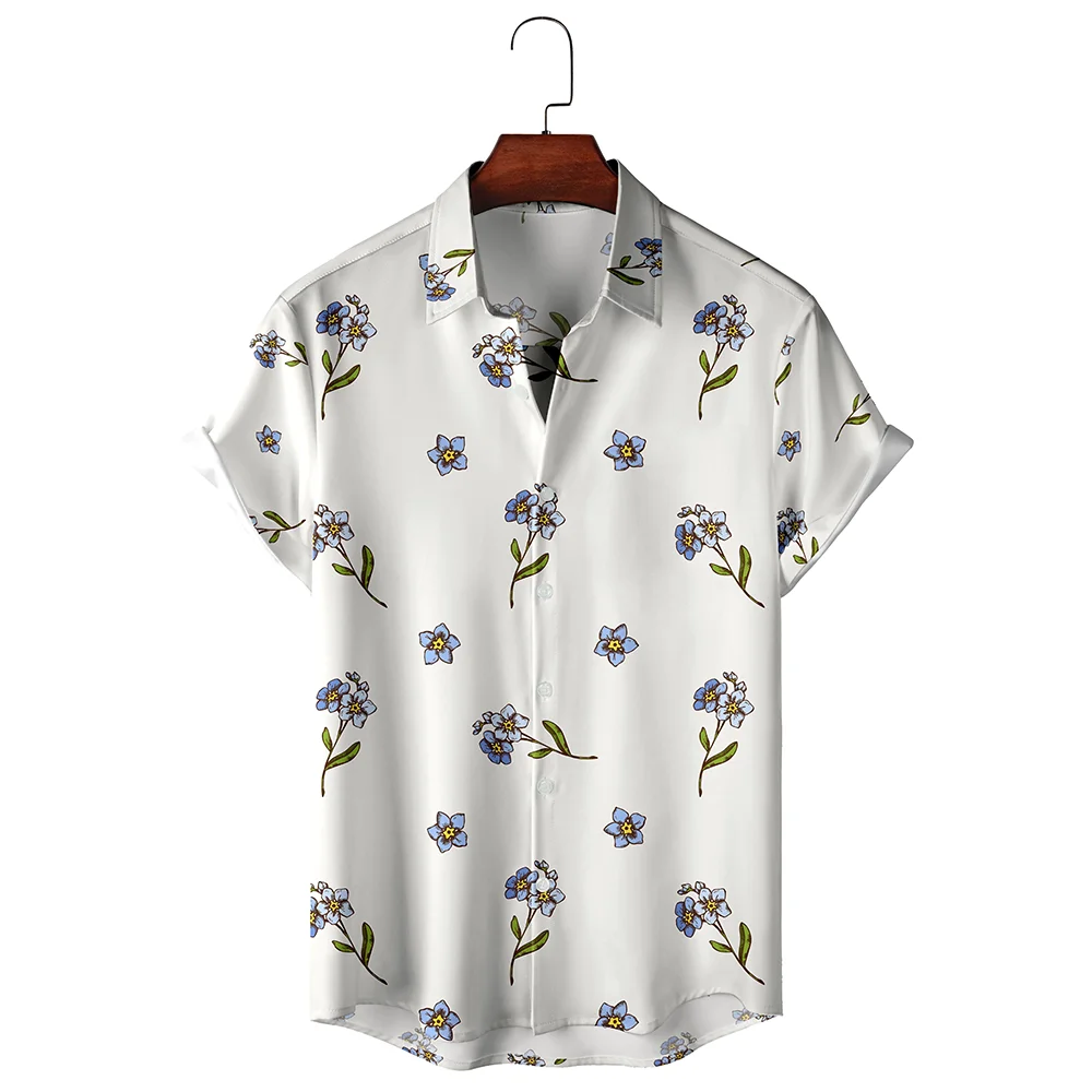 Camisas informales con estampado Floral para hombre y mujer, camisa de manga corta con botones, diseño a la moda