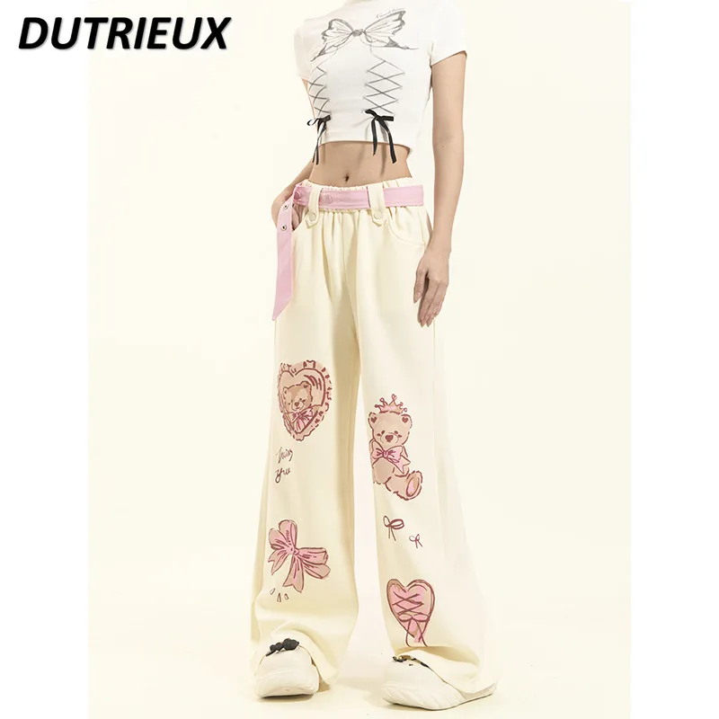 Fashion Spring and Summer New Sweet Cute Printed Ladies' Casual Trousers Fashion High Street Style  Women's Long Pants