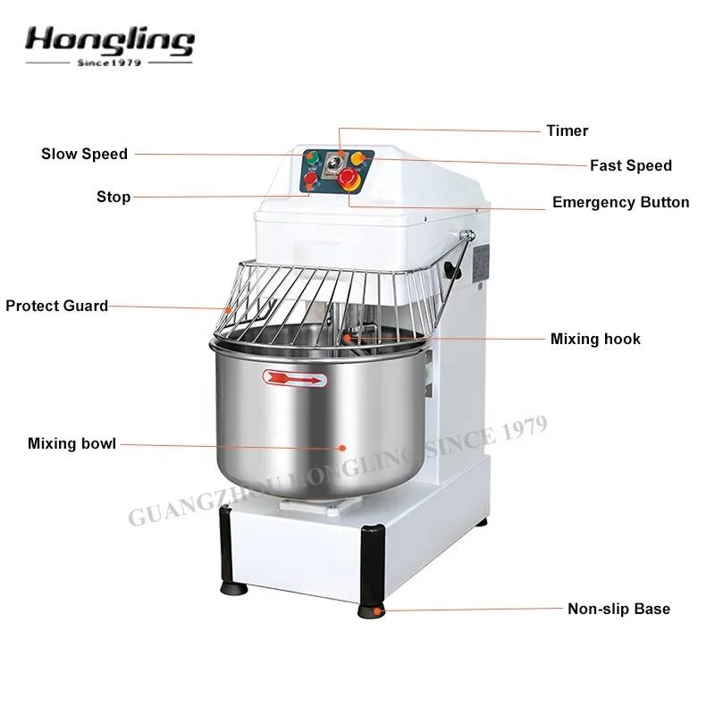 Hot sale HS60 flour dough mixing kneader 25Kg bread spiral dough mixer