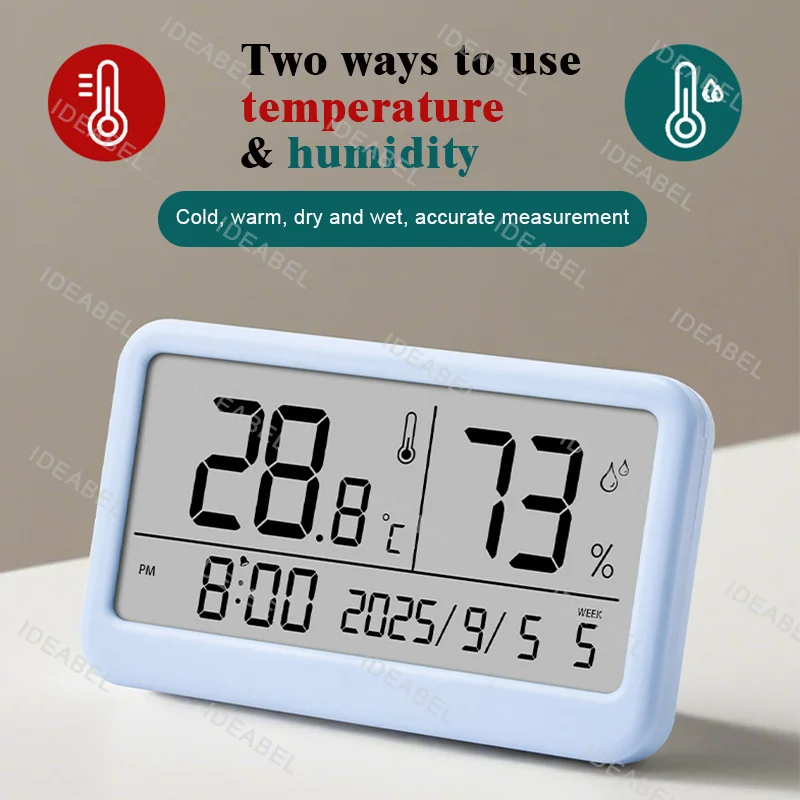 LCD Display Temperature Meter Real-Time Display Desktop Clock Multi-functional Wall Mount Electronic Hygrometer