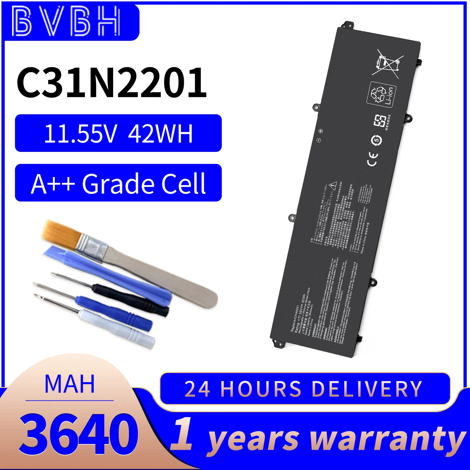 

11.55V 42Wh 3640mAh C31N2201 Laptop Battery For Asus Vivobook Go15 E1504G /E1504F ADOL14V MT7902 / Vivobook 16 X1605V Series